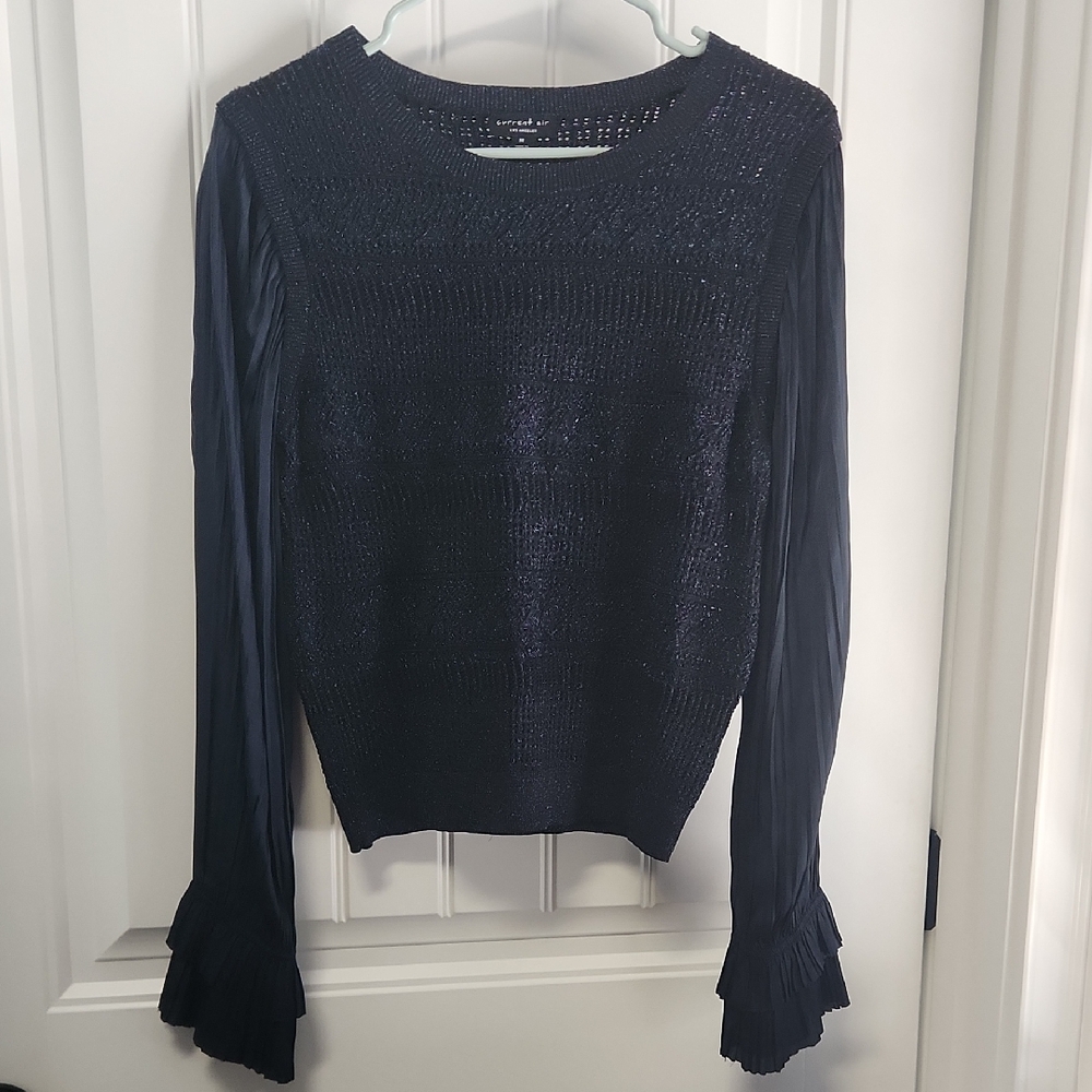 Current Air Navy Blue Textured Blouse